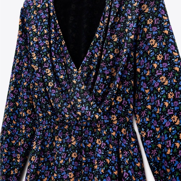 ZARA Shoulder ZARA BLUE FLORAL PRINTED Floral Print - Picture 15 of 15